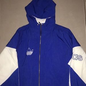 Blue and white Adidas light jacket