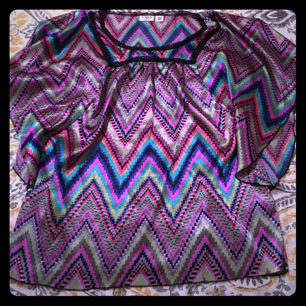 Cato satin XL Girls Size 16 or Womans Small Blouse