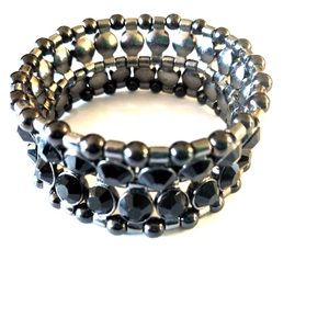 Onyx and Hematite Stretch Bracelet