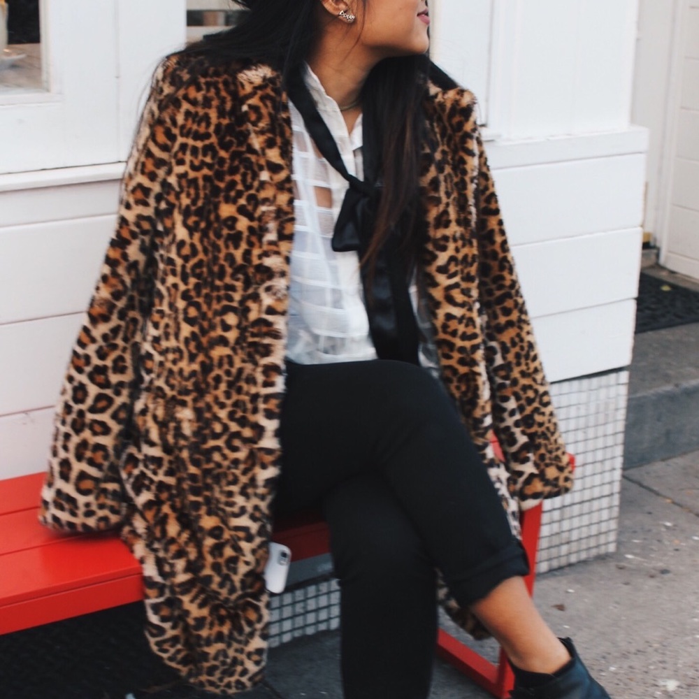 Zara leopard faux fur coat