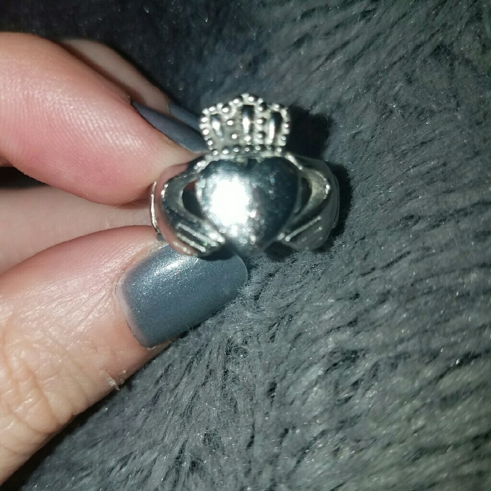 Stainless steel Irish Claddagh Ring. Size 7.