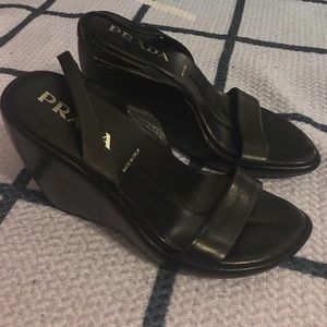 Prada Shoes - PRADA BLACK WEDGES SZ 37 Prada Shoes - PRADA BLACK WEDGES SZ 37