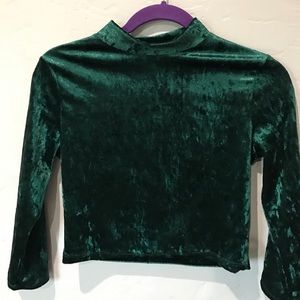 Green Velvet Crop Top