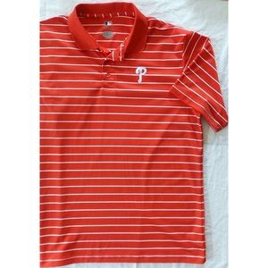MLB Mens Phillies Logo Striped Short-sleeved shirt