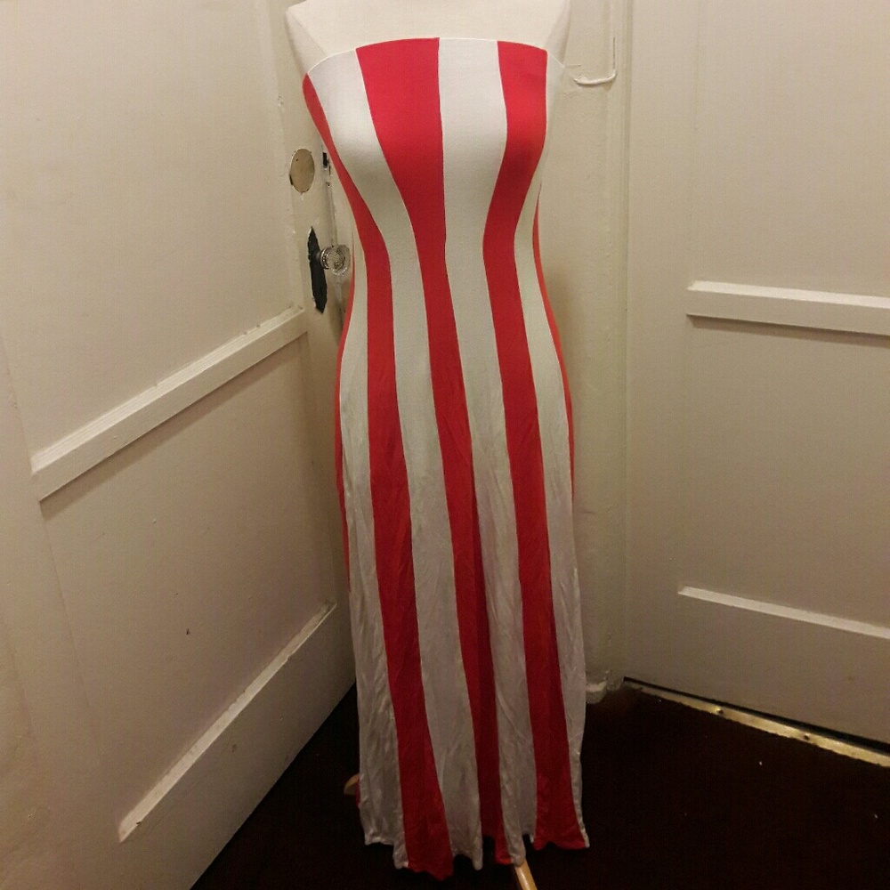 Striped tube dress with flare