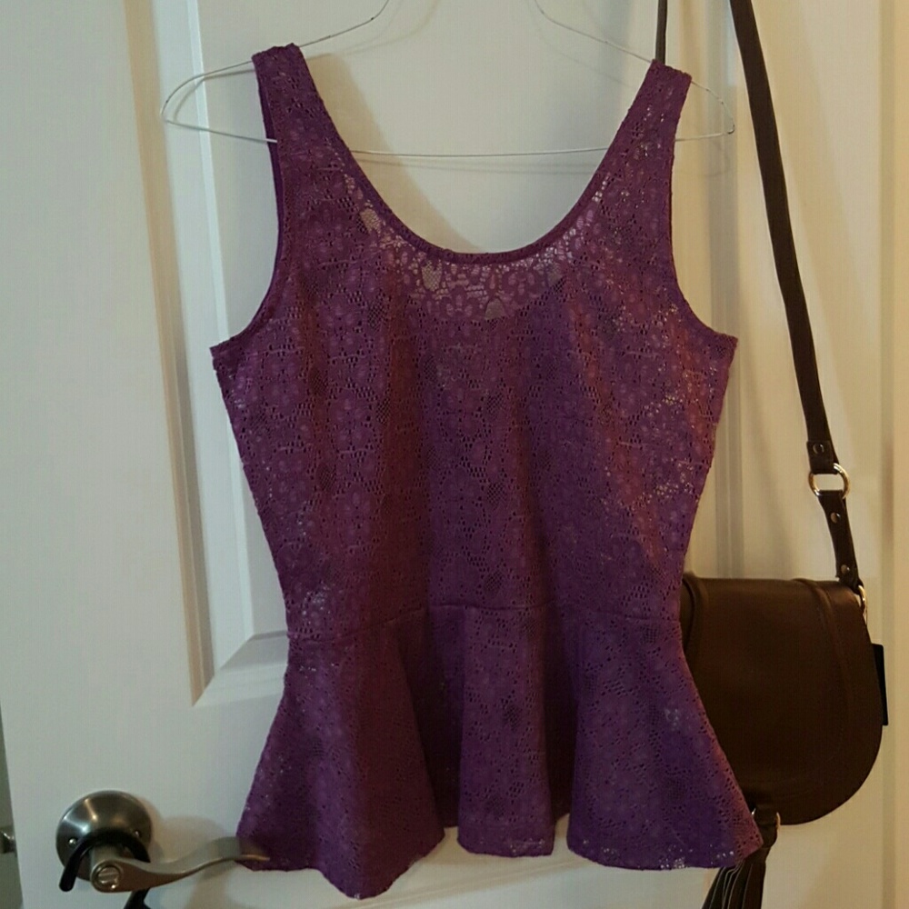 Purple lace peplum top