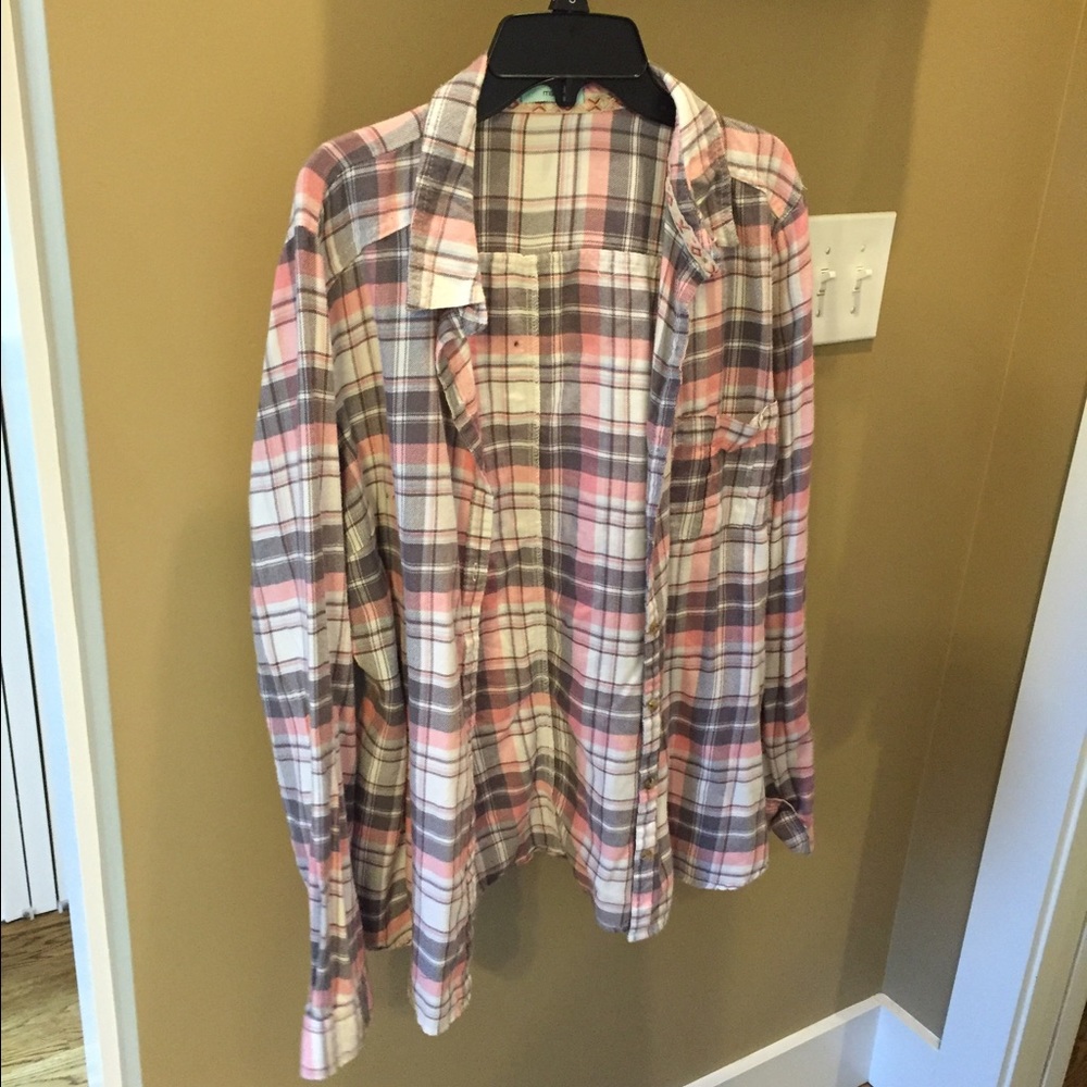 Maurice's Pink and Gray Flannel shirt worn once!
