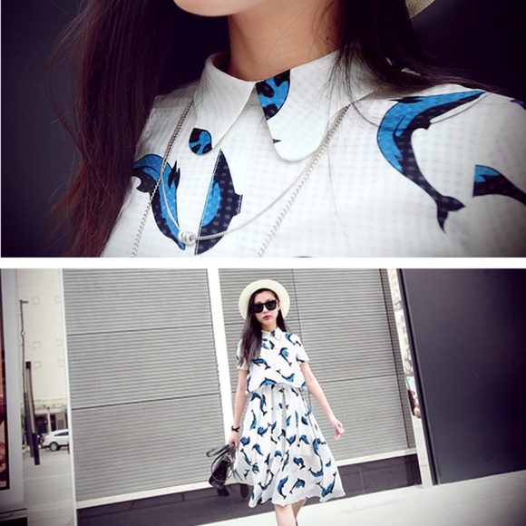 🆕 🐬 Dolphin Short Sleeves Pleated Dress - Picture 7 of 8