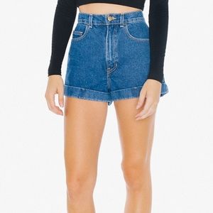High-Waist Jean Cuff Shorts