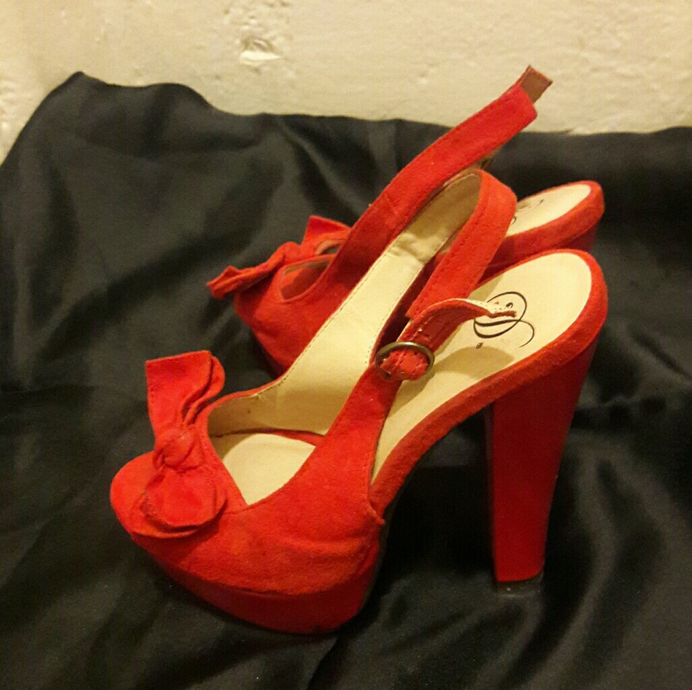 Orange platform heels