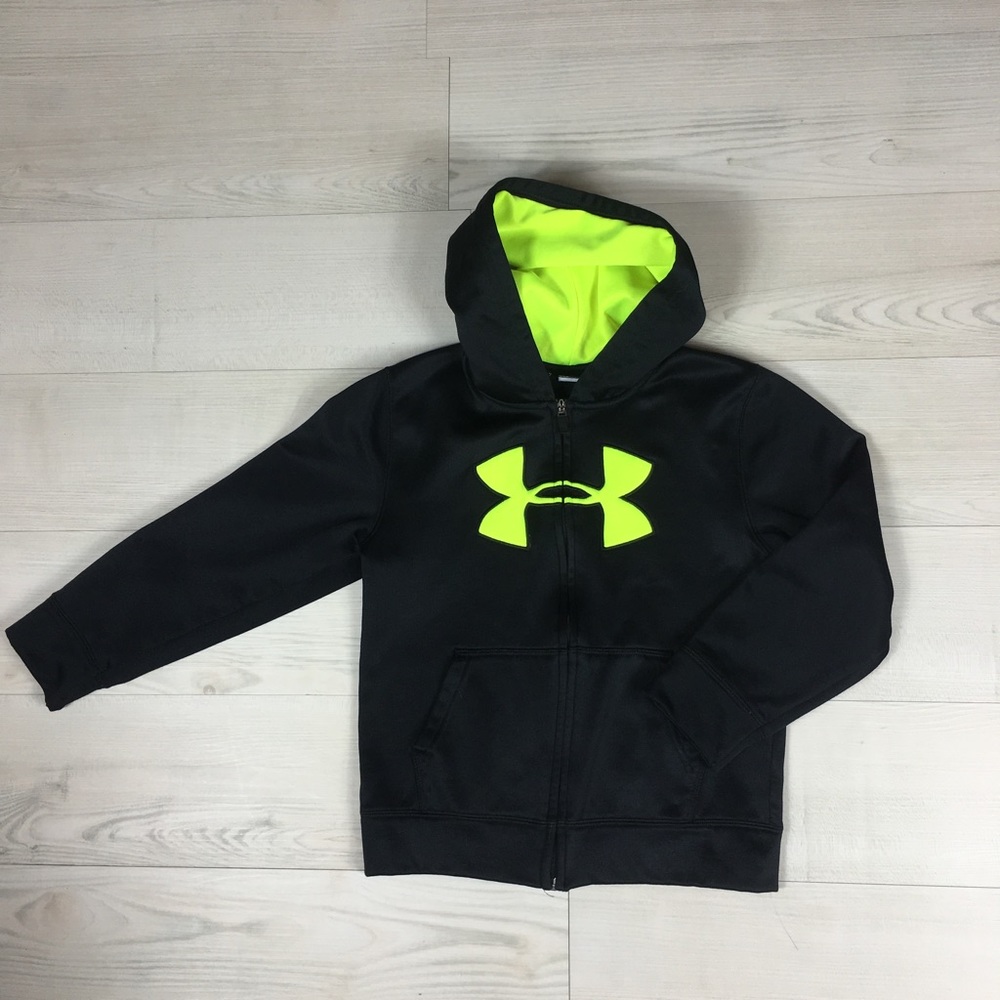 💕SOLD💕Boys Under Amour Neon Green & Black Hoodie