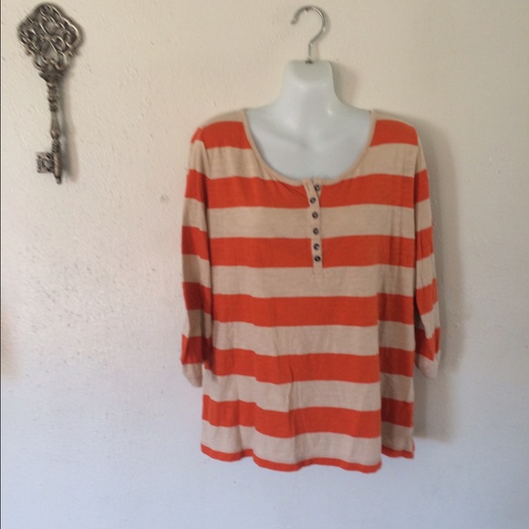 Relativity Tops - Relativity lightweight orange striped top