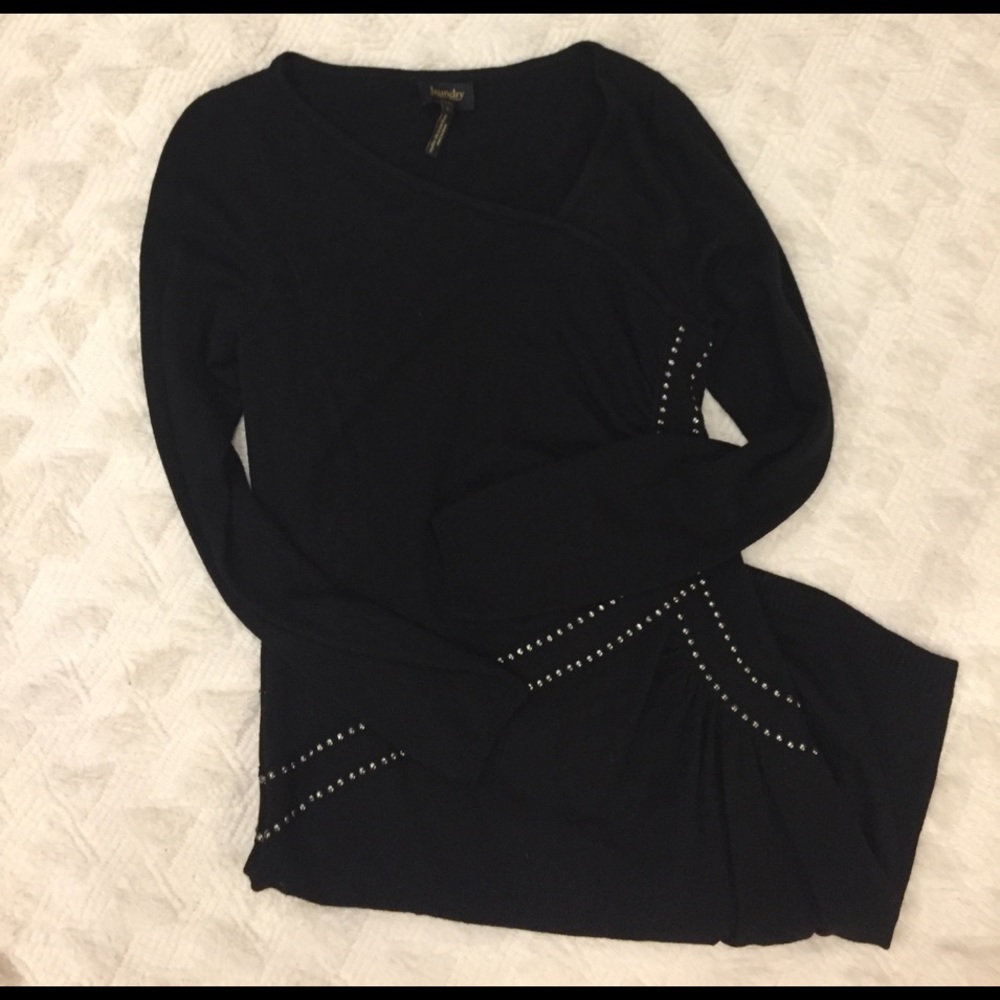 Black sweater dress with stud detailing