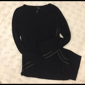 Black sweater dress with stud detailing