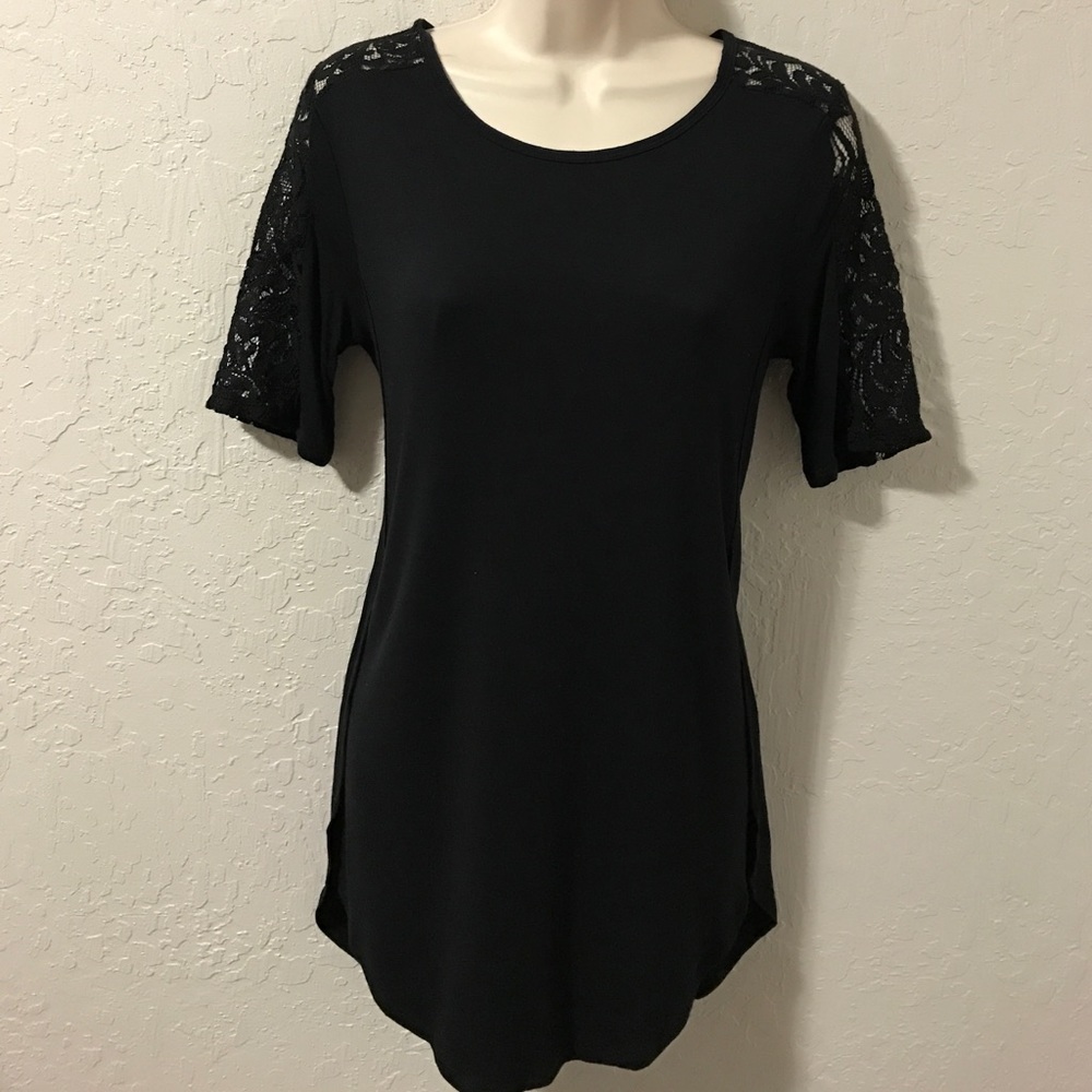 Black Lace trim tulip hem