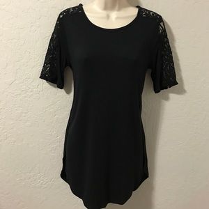Black Lace trim tulip hem