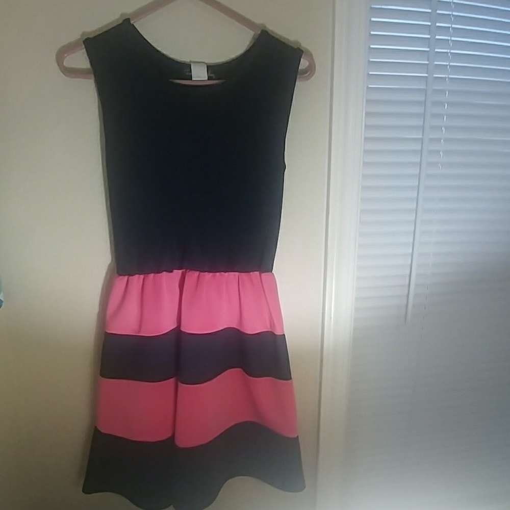 Navy and coral/pink dress