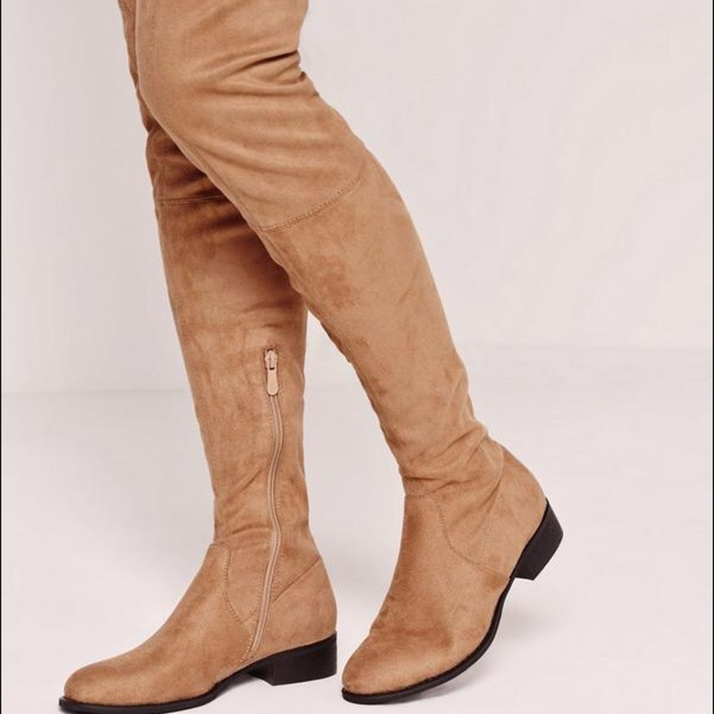 Missguided faux suede flat over the knee boots