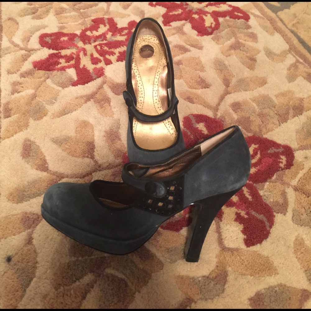Navy &SlateBlue SAM EDELMAN Embellished Mary Janes