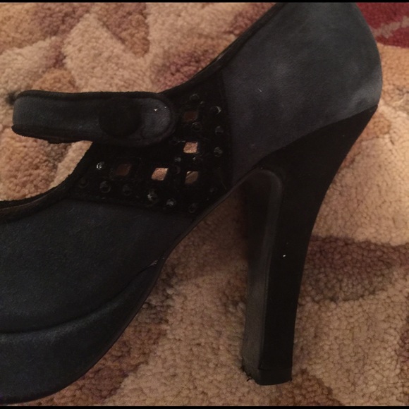 Navy &SlateBlue SAM EDELMAN Embellished Mary Janes - Picture 2 of 4
