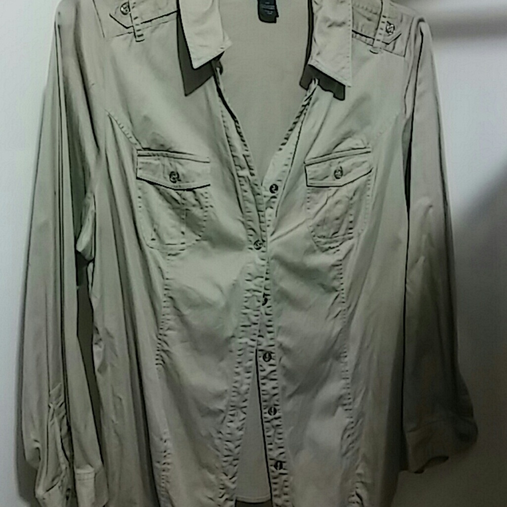 Dark khaki button down