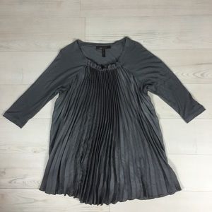 BCBG MAXAZRIA Gray Pleated Baby Doll Shirt