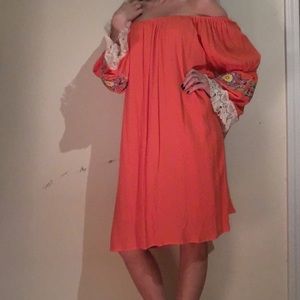 Off the shoulder, embroidered dress