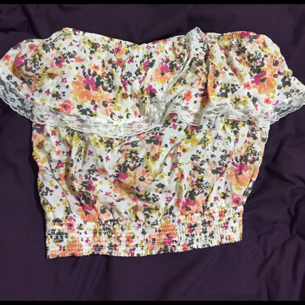 KIRRA floral ruffled tube top
