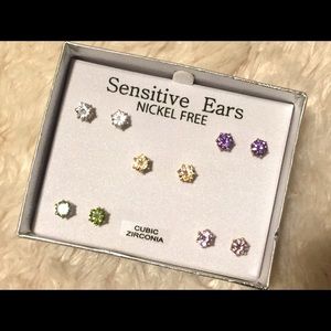 Cubic Zirconia 5 Pairs of Earrings