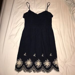 Pretty navy blue and beige dress