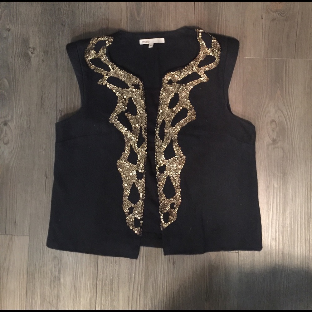 Black vest with gold sequin detail