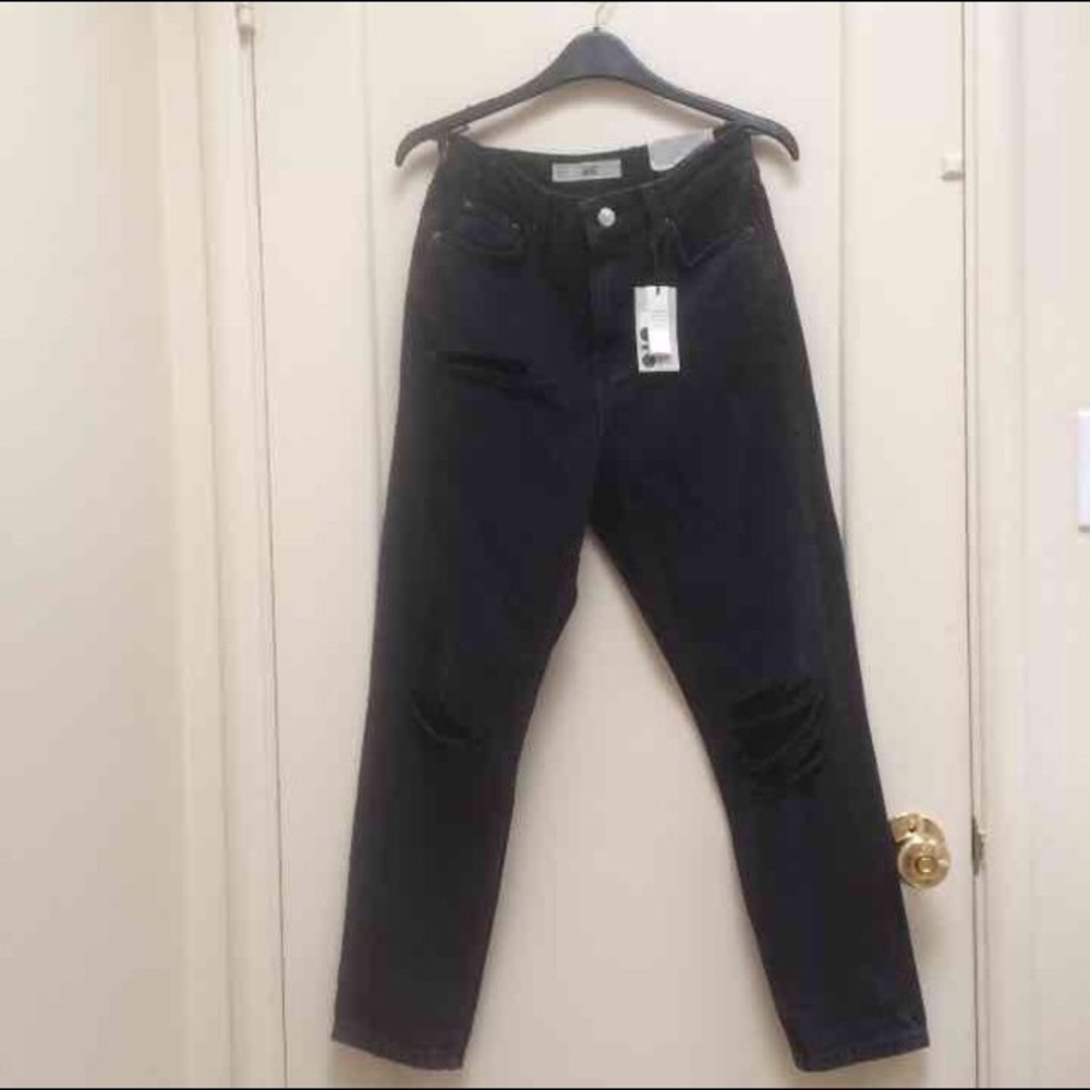 NWT Topshop Fishnet Insert Mom Jeans 26/30