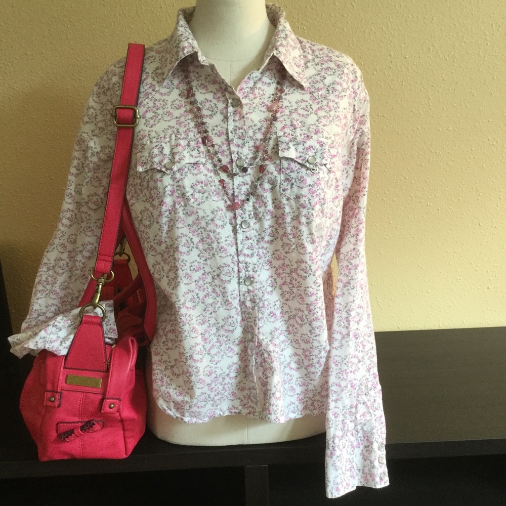 Pink floral button down western