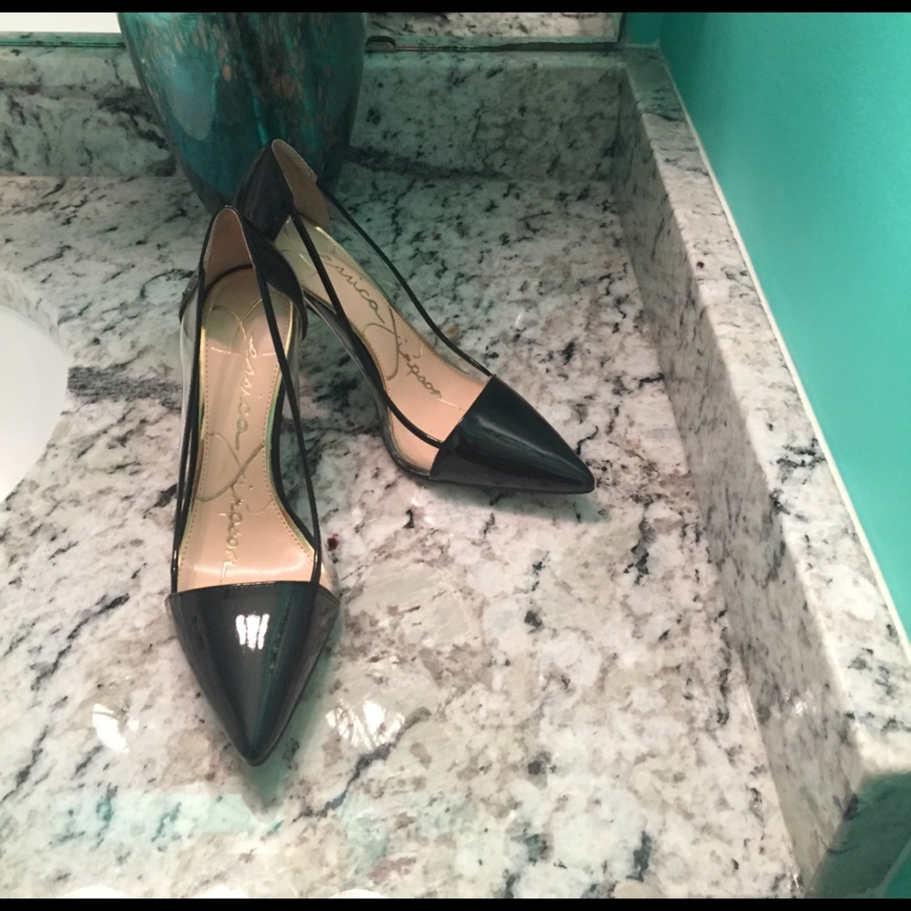 Jessica Simpson Black & Clear Pumps