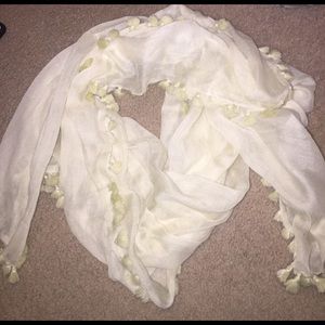 Light green pom pom scarf