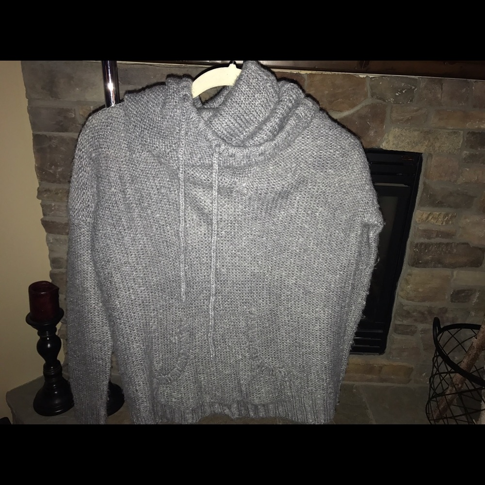 Gray hooded sweater