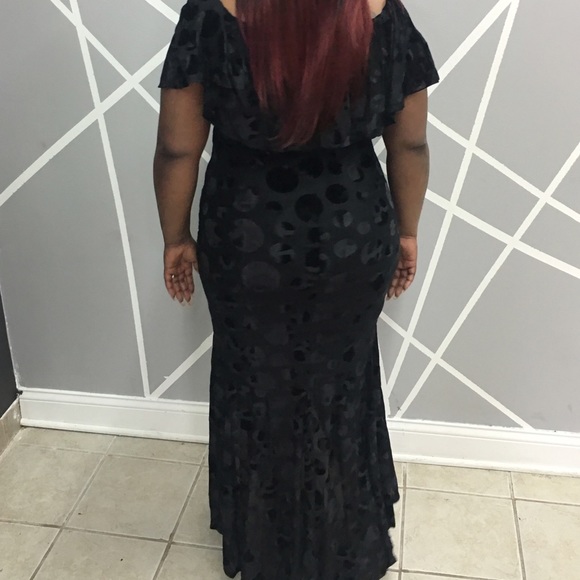 Black high low plus size cocktail dress - Picture 3 of 3