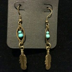 Handmade brass and turquoise earrings
