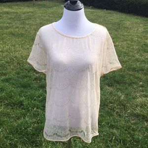 American Apparel Cream Lace Top