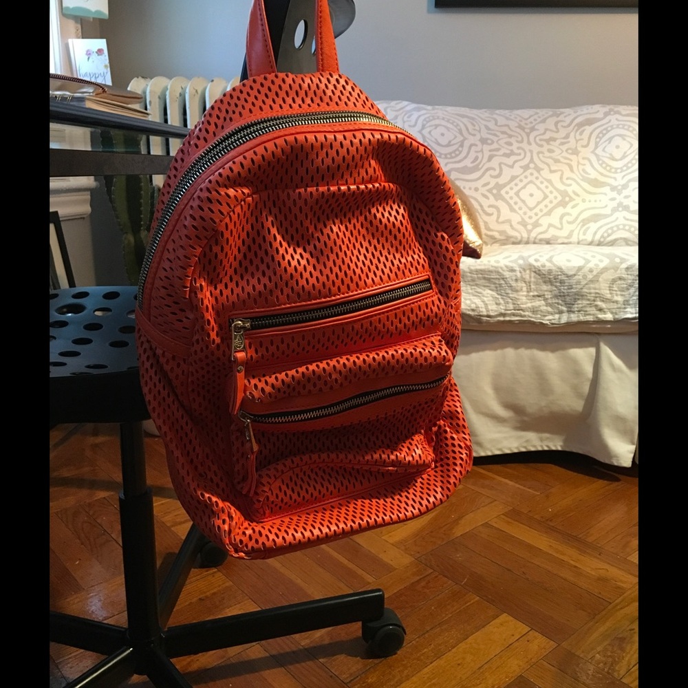 Orange Leather Backpack
