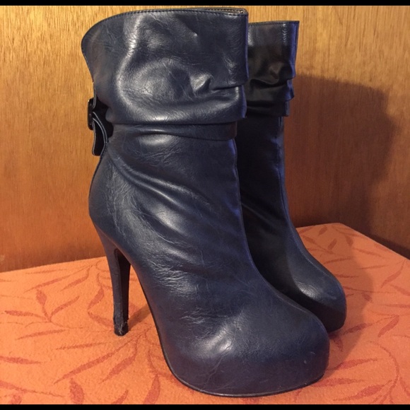 Forever 21 Platform Bootie Dark Navy Blue Size 6 - Picture 1 of 6