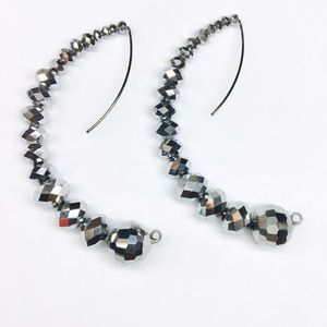 Silver crystal pull through earrings Steel