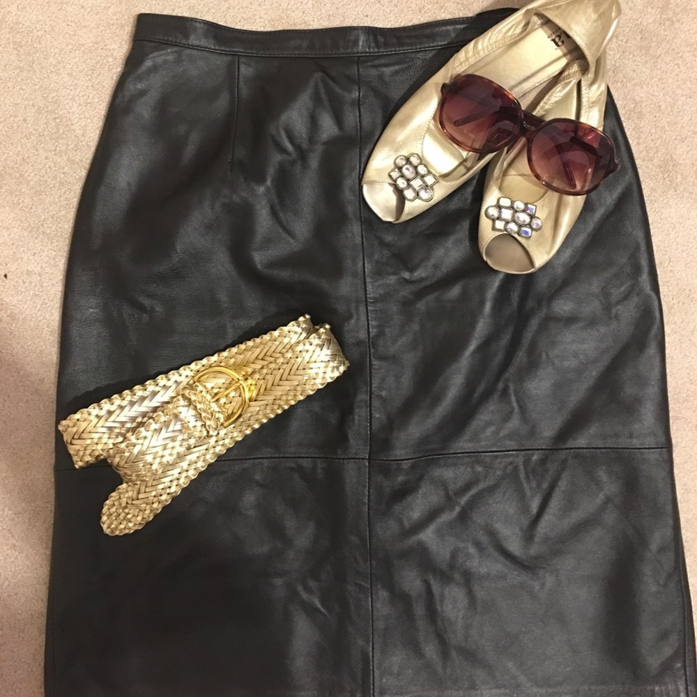 💋Black leather pencil skirt💋