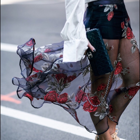 Style Link Miami Dresses & Skirts - SHEER FLORAL MAXI SKIRT
