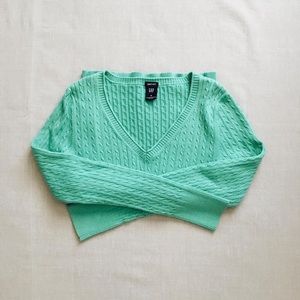 GAP seafoam green cable sweater