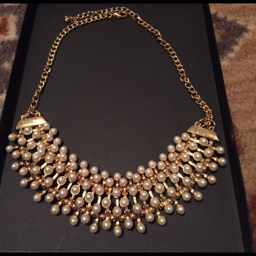 Gold and Pearl Statement Necklace