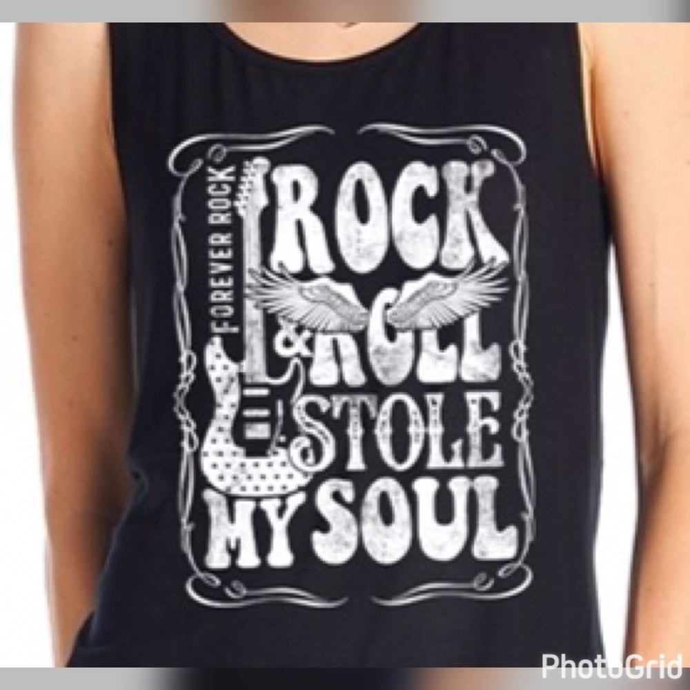 Black Rock & Roll long tank - side split- LAST 1! - Picture 2 of 3