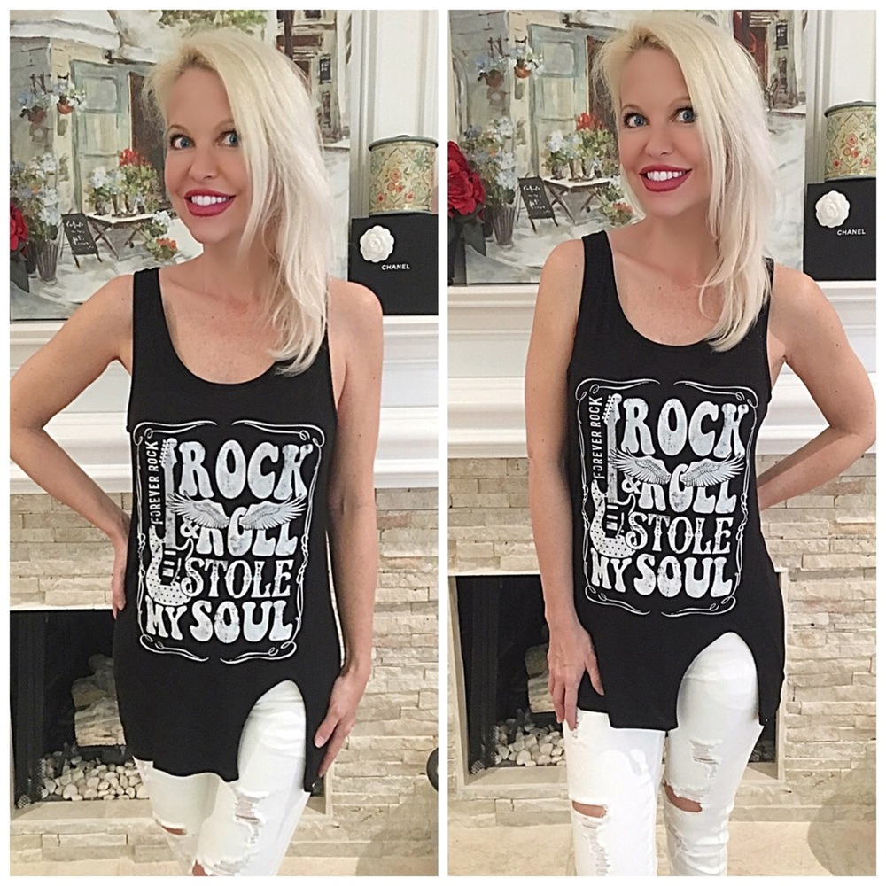 Black Rock & Roll long tank - side split- LAST 1! - Picture 1 of 3