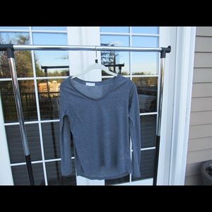 Plain dark gray scoop neck long sleeve