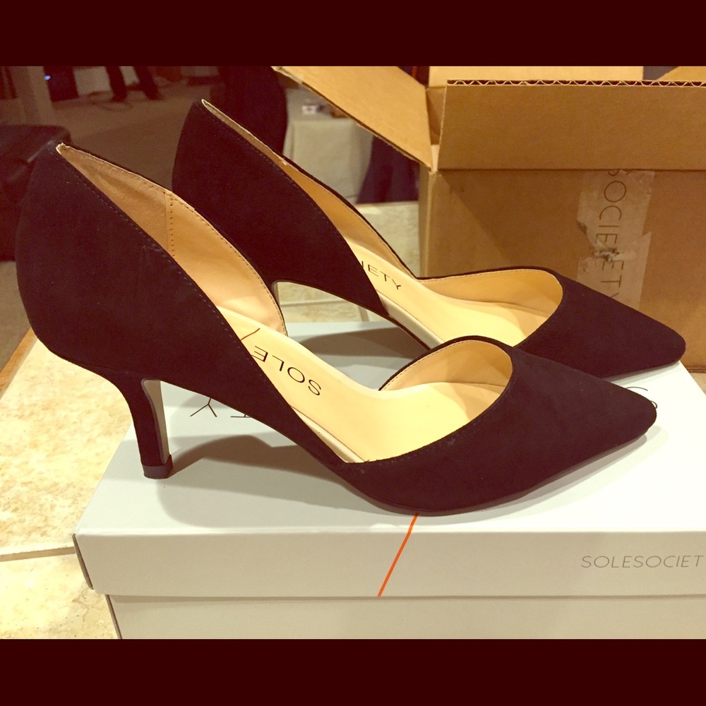 Black suede heels